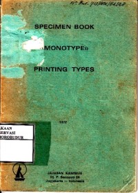 Specimen Book Monotype Printing Types