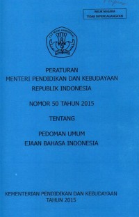 Image of Peraturan menteri pendidikan dan kebudayaan republik indonesia nomor 50 tahun 2015 tentang pedoman umum ejaan bahasa indonesia